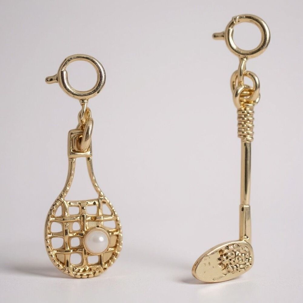 J.Crew Gold Tennis & Golf Charms Set — Gold-Plated Racket & Club (Set of 2)